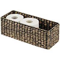 mDesign Cesta organizadora de jacinto de agua natural – Cesta trenzada decorativa y apilable – Organizador de baño ideal…